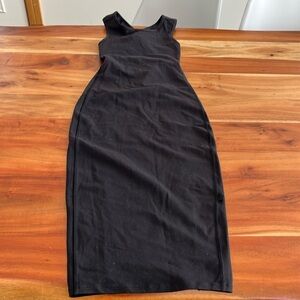 Lululemon Athletic Black Stretch Midi Pencil Dress with Cross Back Straps XS